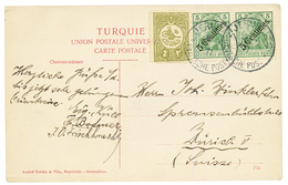 PALESTINE : 1911 TURKEY + GERMAN P.O 5c(x2) Canc. JERUSALEM On Card To SWITZERLAND. Vvf. - Palästina