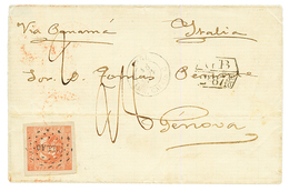 PERU : 1858 1D Red Canc. CALLAO + GB/2F87 + "28" Tax Marking On Cover To ITALY. PF Certificate (2001). Vf. - Perú