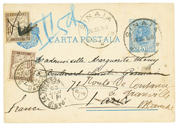 ROMANIA : 1899 P./Stat 5b Canc. SINAIA To PARIS Taxed On Arrival With French POSTAGE DUES 10c(x2). Scarce. Vvf. - Sonstige & Ohne Zuordnung