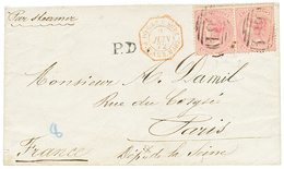 "MAURITIUS Used In SEYCHELLES" : 1872 MAURITIUS Pair 4c Canc. B64 + SEYCHELLES (verso) On Envelope To FRANCE. BPA Certif - Seychellen (...-1976)