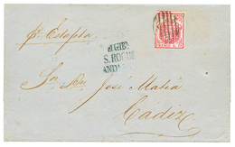 SPAIN / GIBRALTAR : 1854 4c (just Touched At Left) On Entire Letter From GIBRALTAR To CADIZ. RARE. Vvf. - Andere & Zonder Classificatie