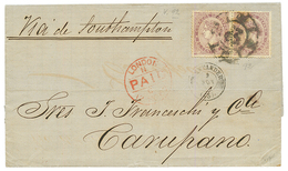 1867 SPAIN 20c(x2) On Entire Letter From SANTANDER To CARUPANO VENEZUELA. Vvf. - Otros & Sin Clasificación