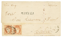 PORTO-RICO : 1870 20c(x2) + FRANCO On Cover To SPAIN. Verso, PUERTO-RICO. Vvf. - Andere & Zonder Classificatie