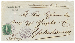 SWITZERLAND : 1884 25c Canc. BASEL On Envelope Via QUEENSTOWN & SAN FRANCISCO To YOKOHAMA (JAPAN). Verso, Arrival Cds YO - Andere & Zonder Classificatie