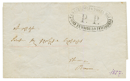 1857 COSTANTINOPOLI POSTA DEI PIROSCAFI OTTOMANI/ P.P On Entire Letter From CONSTANTINOPLE To BROUSSE. Vf. - Otros & Sin Clasificación