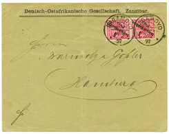 1897 DOA 5p On 10pf Canc. BAGAMOYO On Envelope From ZANZIBAR To HAMBURG. Vvf. - Other & Unclassified