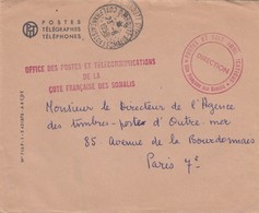 LETTRE. COTES DES SOMALIS. 1958. FRANCHISE OFFICE DES POSTES ET TELECOMMUNICATIONS  POUR PARIS /   3 - Covers & Documents