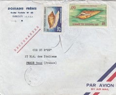 LETTRE. COTES DES SOMALIS. 1963. 85Fr. RECOMMANDE DOXIADIS FRERES DJIBOUTI POUR PARIS /   3 - Storia Postale