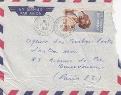 LETTRE. COTES DES SOMALIS. 1958. 50Fr.  DJIBOUTI POUR PARIS /   3 - Briefe U. Dokumente