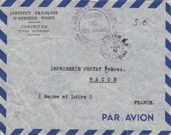 LETTRE. COTE D'IVOIRE. 1951. INSTITUT FRANCAIS D'AFRIQUE NOIRE. FRANCHISE. ABIDJAN POUR MACON /   3 - Briefe U. Dokumente