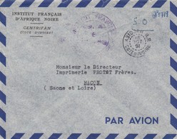 LETTRE. COTE D'IVOIRE. 1951. INSTITUT FRANCAIS D'AFRIQUE NOIRE. FRANCHISE. ABIDJAN POUR MACON /   3 - Briefe U. Dokumente