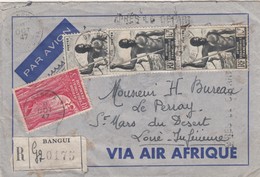 LETTRE. AEF. 1947. RECOMMANDÉ 35Fr. BANGUI POUR ST MARS DU DESERT. 2 GRIFFES "APRES LE DEPART"   /   3 - Lettres & Documents