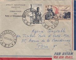 LETTRE. AEF. 1952. 25F DIRECTION DES POSTES ET TELECOMMUNICATIONS BRAZZAVILLE POUR PARIS  /   3 - Lettres & Documents