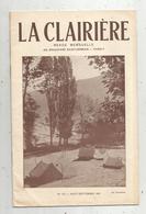 Revue LA CLAIRIERE,1951, N° 112,organe Officiel Du Camping Club De France, 21 Pages, Publicités, 2 Scans Frais Fr 1.95 E - Tourismus Und Gegenden