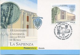 ITALIA - FDC MAXIMUM CARD 2003 - UNIVERSITA' LA SAPIENZA - ROMA - ANNULLO SPECIALE - Cartoline Maximum