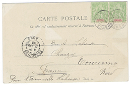 SÉNÉGAL - N°21 X2 Dakar Oblitéré 30 Septembre 1903 Pour Tourcoing 12 Octobre 1903 - CP Femme Foulah - Storia Postale