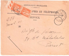 LE BOURGET Banlieue Nord Ob 1937 Devant Enveloppe 819 Recommandée Valeurs Non Recouvrées Taxe 1 F Paix Orange Yv 286 X 2 - Covers & Documents