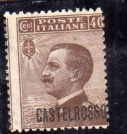 COLONIE ITALIANE CASTELROSSO 1922 VARIETÀ VARIETY SOPRASTAMPATO D'ITALIA ITALY OVERPRINTED CENT. 40c MNH - Castelrosso
