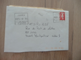 Lettre France Oblitération Mécanique Provisoire Montpellier 16/08/1993 Sur Sabine Sans Valeur - Mechanical Postmarks (Other)