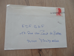 Lettre France Cachet Provisoire Ligne 34 Montpellier RP Sur Sabine Rouge 2.2F - Cachets Provisoires