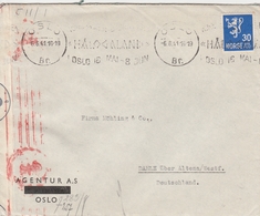 Norvège Lettre Censurée Pour L'Allemagne 1941 - Lettres & Documents