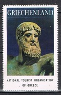 Viñeta, Label , Vignette GRECIA, Grece, Griechenland. Tourism, Turismo, Statue ZEUS ** - Abarten Und Kuriositäten