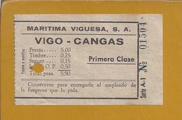 Boat Ticket From 'Maritima Viguesa SA' From Vigo To Cangas, Spain.Schiffsticket Von 'Maritima Viguesa SA' Von Vigo. - Europe