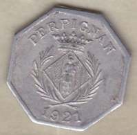 66. Pyrénées Orientales. Perpignan. Chambre Syndicale Des Commercants 10 Centimes 1921, En Aluminium - Monétaires / De Nécessité