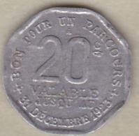 75. Paris . Transport En Commun Région Parisienne. Bon Pour Un Parcours  20 Centimes , En Aluminium - Monetary / Of Necessity