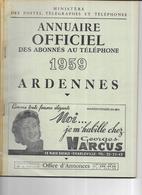 DEPT 08 - ANNUAIRE Officiel Des Abonnés Au Téléphone Des ARDENNES   Année 1959  - - Annuaires Téléphoniques