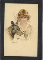 CPA Meunier Suzanne Femme Girl écrite Chien Berger Allemand - Meunier, S.