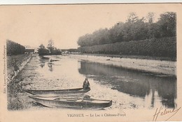 Rare Cpa Vigneux  Le Lac à Château Frayé Belle Animation Avec Barque - Vigneux Sur Seine