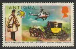 Antigua 1974 Mi 323 YT 325 Sc 334 SG 386 ** English Postman, Mailcoach, Westland Helicopter/Hubschrauber, Postkutsche - Fehldrucke