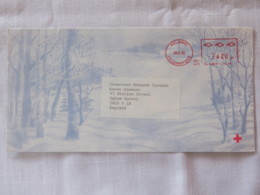 Finland 1992 Cover Helsinki To England - Machine Franking - Red Cross - Lanscape Illusytrated Enveloppe - Lettres & Documents