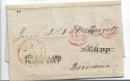 Rl047 / RUSSLAND - Riga 1845 Russe Par Prusse C.R.P.F + Russland, Franco Tout Nach Bordeaux - ...-1857 Préphilatélie