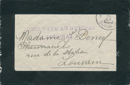 104/29 - Enveloppe De Deuil Cachets De FORTUNE TOURNAI 12 XII (1918) Et Port Payé Au Guichet TOURNAU 1 - Noodstempels (1919)