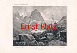 D101 764-3 Ernst Platz Lamsenspitze Karwendel Kunstblatt 1895  !! - Autres & Non Classés