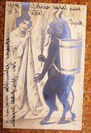 Krampus And Lady Very Old Postcard - Other