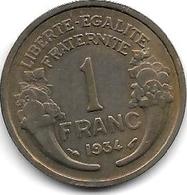 France  1 Franc  1934 Km 885   Vf+ - 1 Franc