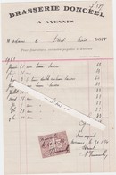 BRASSERIE-DONCEEL-BROUWERIJ-AVENNES-FACTURE-AVEC TIMBRE-TAXE+SIGNATURE-RARE-VERS-AVIN-DIM.+-14-22 CM-TRES BON ETAT-TOP! - Rechnungen