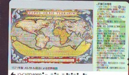 Carte Prépayée Japon IO * JR * TRAIN MAP (492)  GLOBE * SATELLITE * TERRESTRE * ESPACE MAPPEMONDE * TK Phonecard JAPAN * - Espace