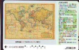 Carte Prépayée Japon IO * JR * TRAIN MAP (494)  GLOBE * SATELLITE * TERRESTRE * ESPACE MAPPEMONDE * TK Phonecard JAPAN * - Espace