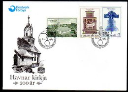FAROE IS. 1989 Torshavn Church Bicentenary On FDC.  Michel 179-81 - Faeroër