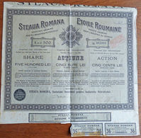 Action Etoile Roumaine De 500 LEI - Industrie Du Pétrole - Bucarest 1921 - Pétrole