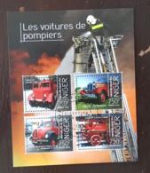 NIGER Pompiers, Pompier, Firemen, Bomberos. Feuillets 4 Valeurs Emis En 2013 Oblitéré, Used - Firemen