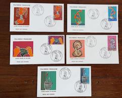 POLYNESIE L'huitre Perliere, Yvert PA 34/38 FDC, Enveloppes 1er Jour, Cachet 30 Septrembre 1970 - Muscheln