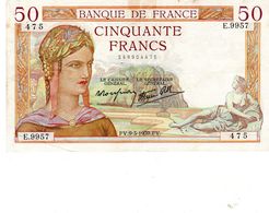 Billet De 50 Francs Cérès Le 09-03-1939 En Sup - 50 F 1934-1940 ''Cérès''