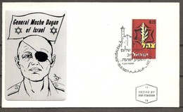 1967 Israele Israel GENERAL MOSHE DAYAN Busta Con Lastra Metallo E Annullo Forze Armate Israeliane 16/8/87 - Oblitérés (sans Tabs)