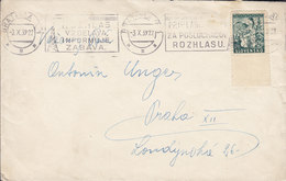 Slovakia Slogan Flamme Zabava, Rozhlasu' BRATISLAVA 1939 Cover Brief PRAHA Volkstracht Bäuerin M. Rand - Lettres & Documents