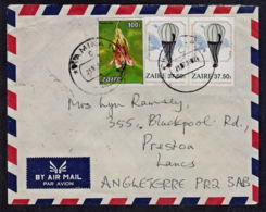 Ca0294 ZAIRE 1987,  Balloon & Flower Stamps On Kamina 1 Cover To England,  I.10(C) Cancellation - Oblitérés